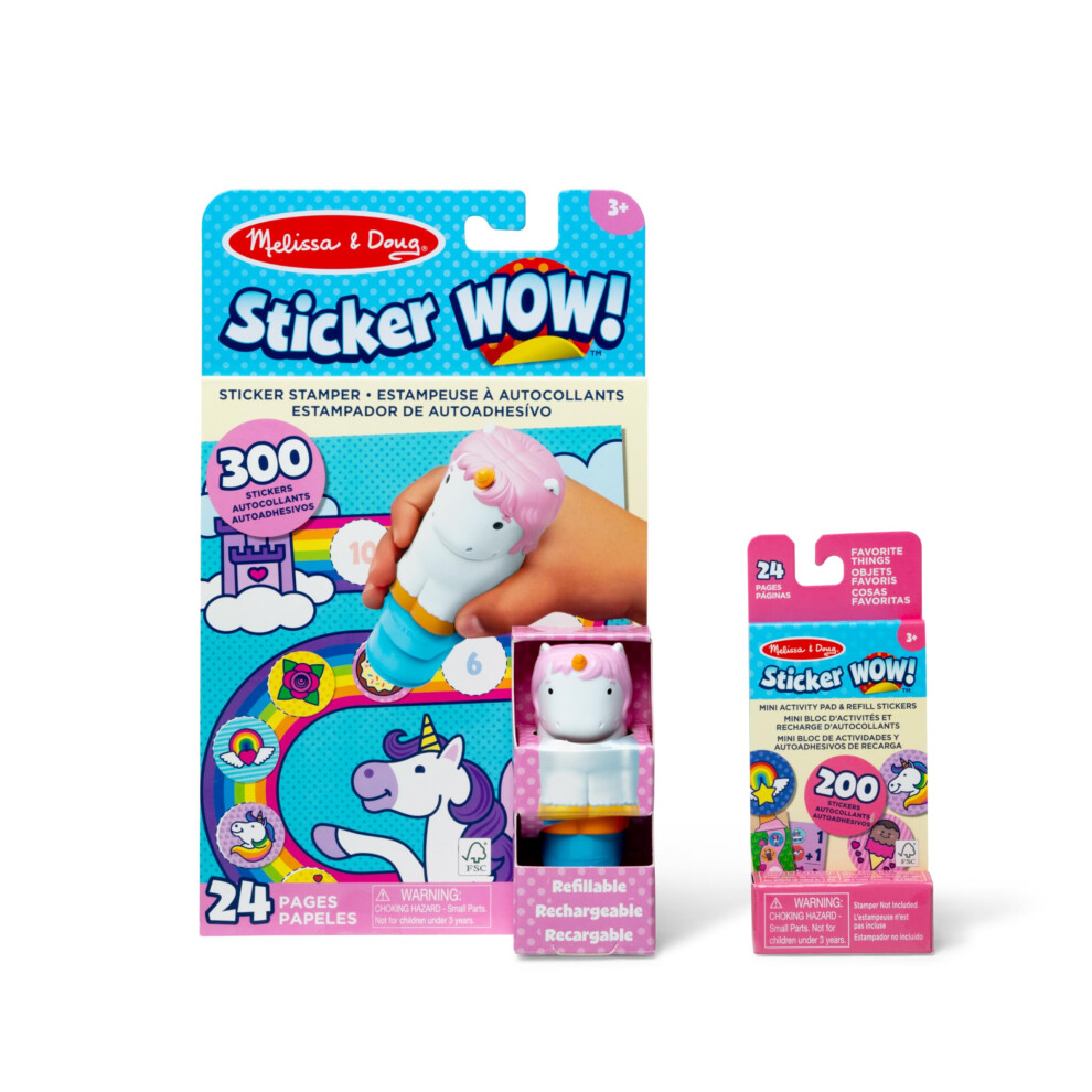 Sticker WOW! Unicorn Bundle: 24-Page Activity Pad, Sticker Stamper, Mini Activity Pad, 500 Stickers, Arts and Crafts Fidget Toy Collectible Character