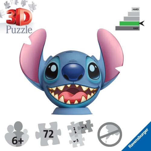 Ravensburger Puzzle 3D Ball Disney Stitch 72 pezzi, Da 6 anni, Ravensburger, 11574 2