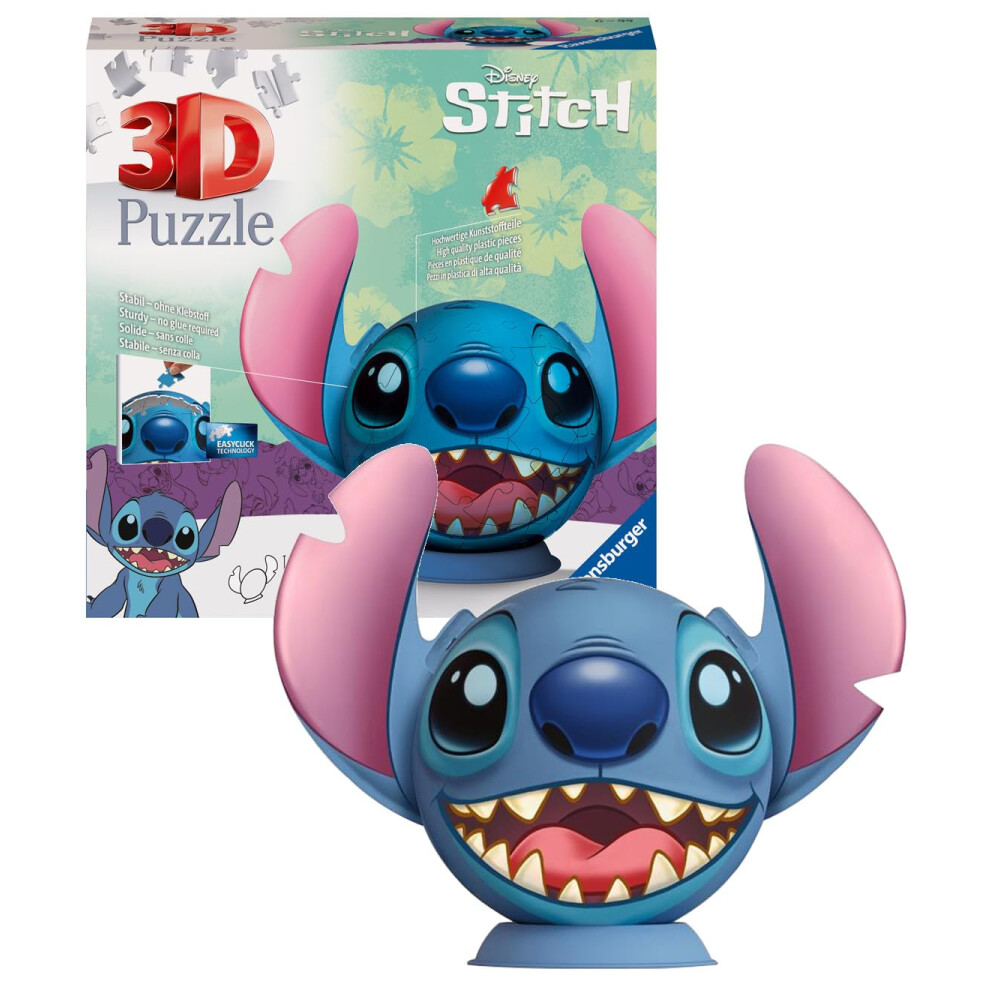 Disney Stitch 3D Jigsaw Puzzle for Children Age 6 Years Up - 72 Pieces - No Glue Required - Gifts for Kids, White-image-OPC-PFDG22C-NEW