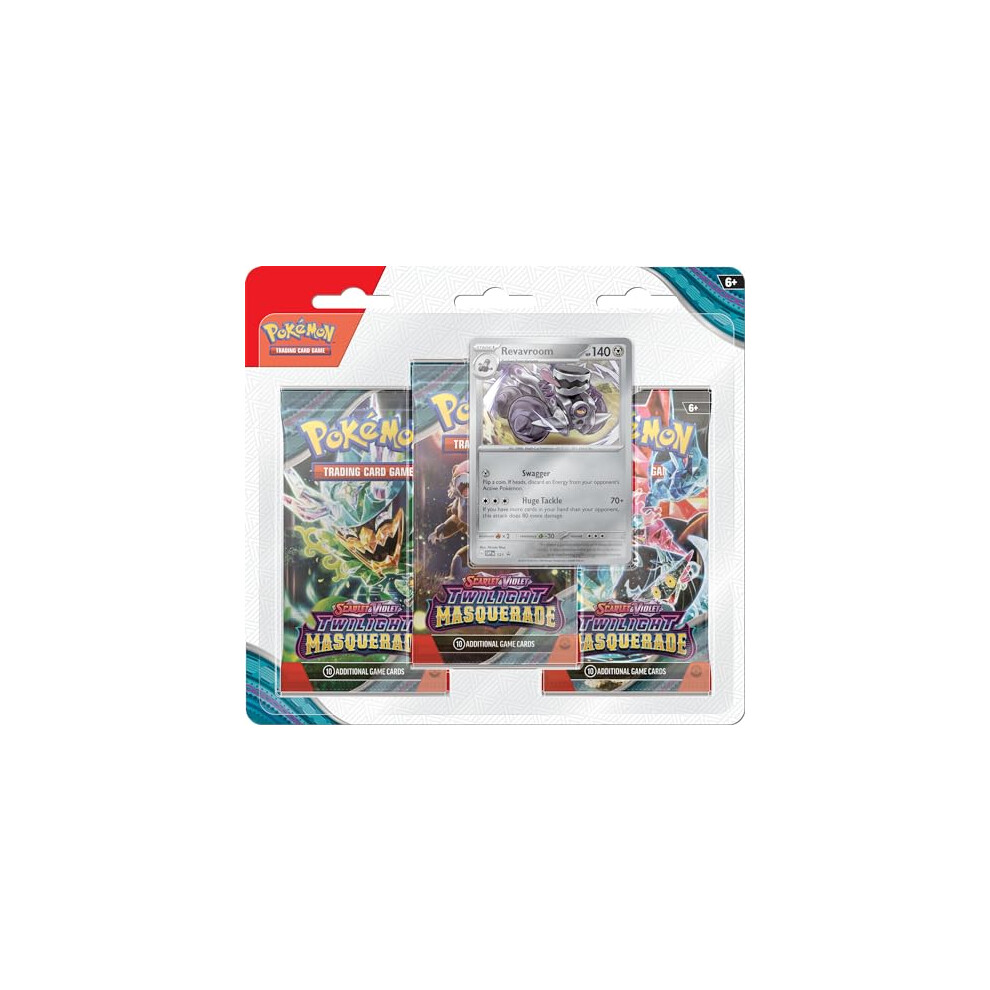 Pokã©Mon Tcg: Scarlet & VioletâTwilight Masquerade 3-Pack Blister: Revavroom (3 Booster Packs & 1 Foil Promo Card)
