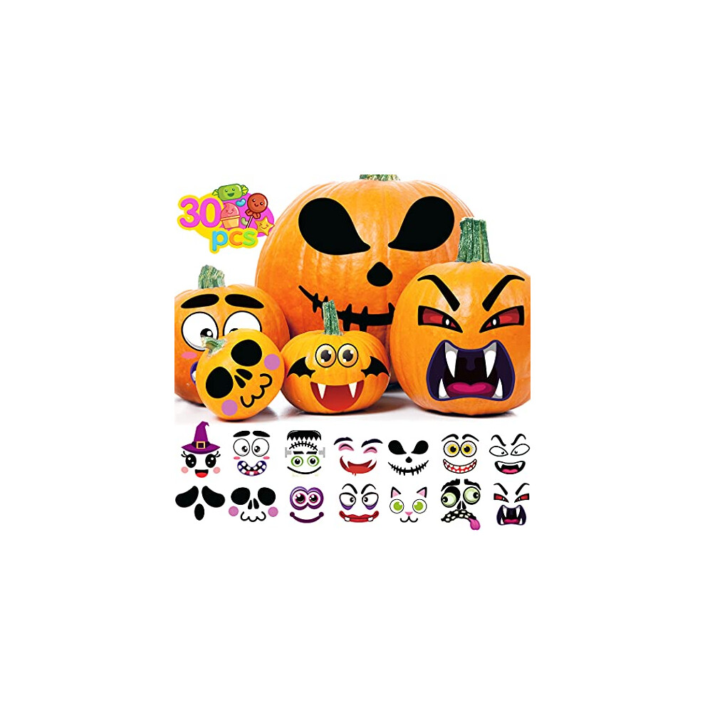 Halloween Pumpkin Stickers, Halloween Crafts for Kids 30 PCS Pumpkin Decorating Stickers Classic Make Your Own Halloween Pumpkin Face Stickers for