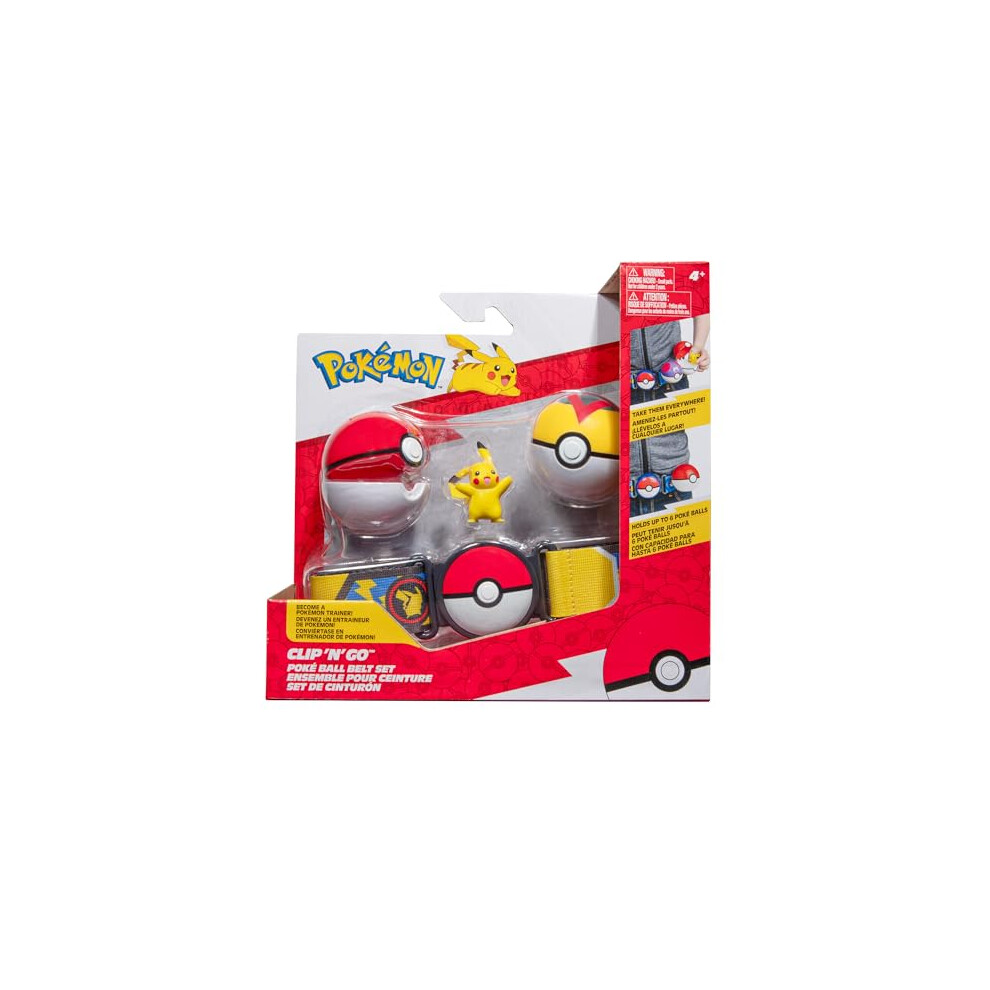 Pikachu Clip âN' Go Belt Set - 2-Inch Pikachu Battle Figure with Clip âN' Go Belt plus PokÃ© and Level Ball Accessories