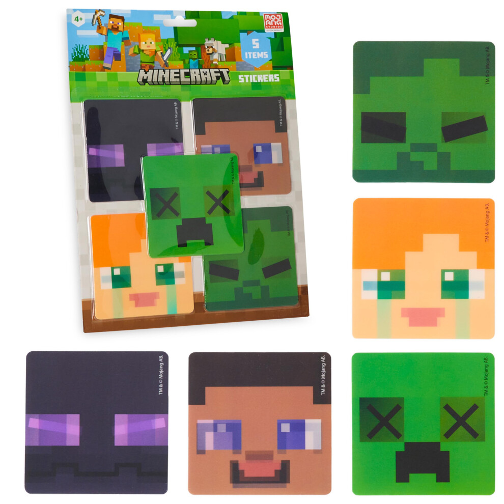 3D Stickers for Kids, Pack of 5 Lenticular Motion Stickers - Gifts for Gamers