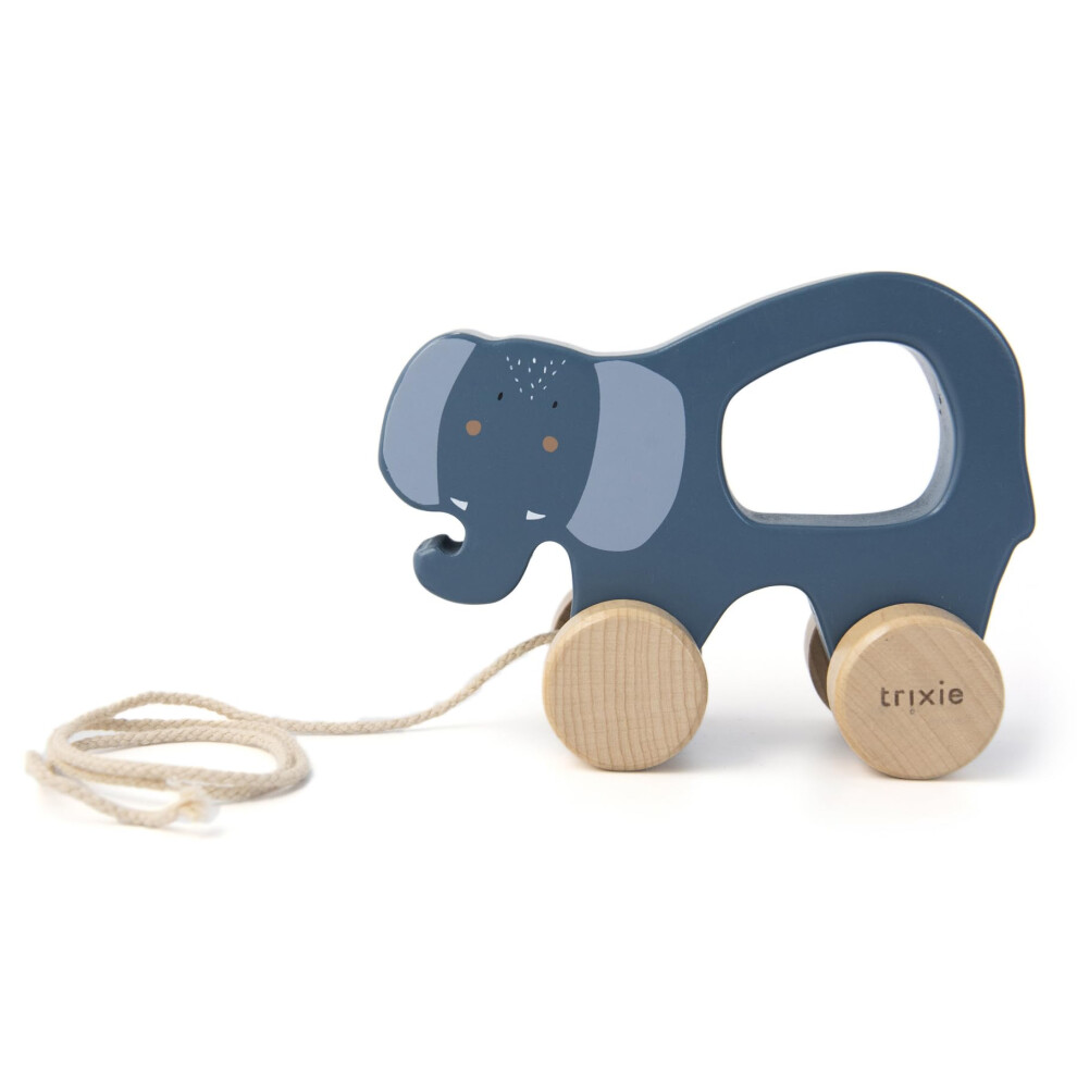 Mrs. Elephant Pull Along Toy - FSC-Certified Wood - 12m+ - Blue