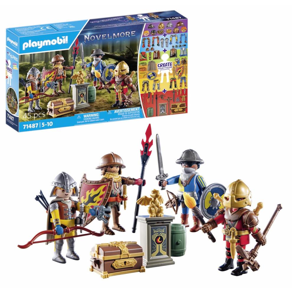 71487 My Figures: Knights of Novelmore, Novelmore Knights and Burnham Raiders, customisable figures, fun imaginative role play, detailed play sets