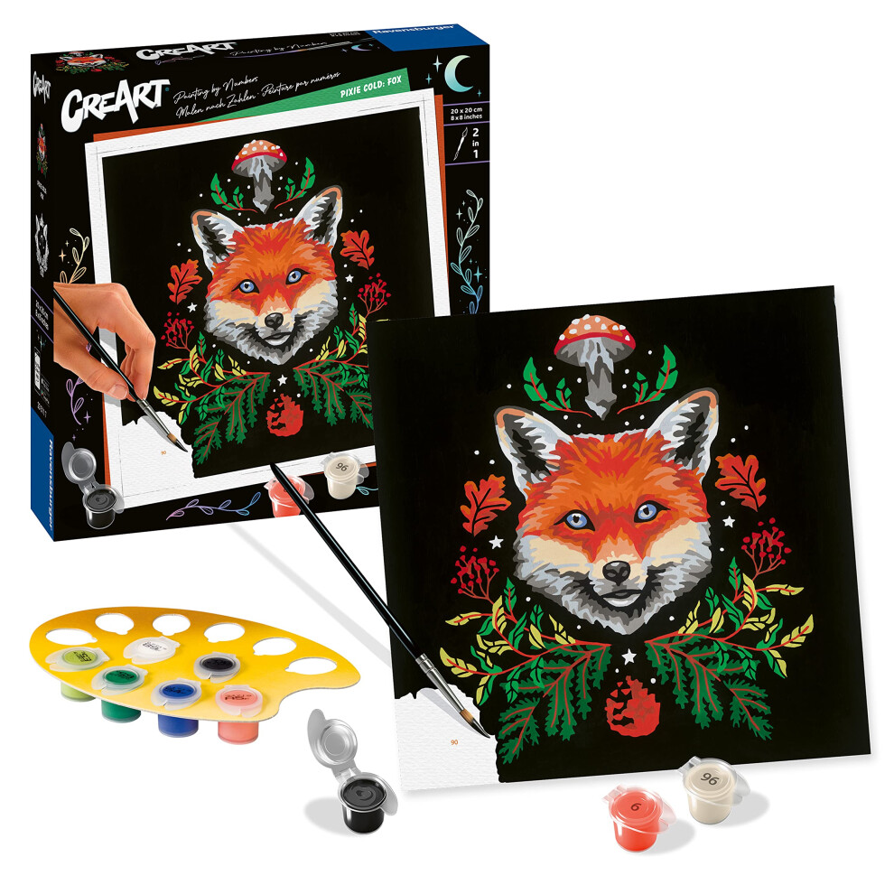 CreArt Pixie Cold Edition Fox Paint by Numbers for Adults Craft Kits for Adults and Kids Age 12 Years Up