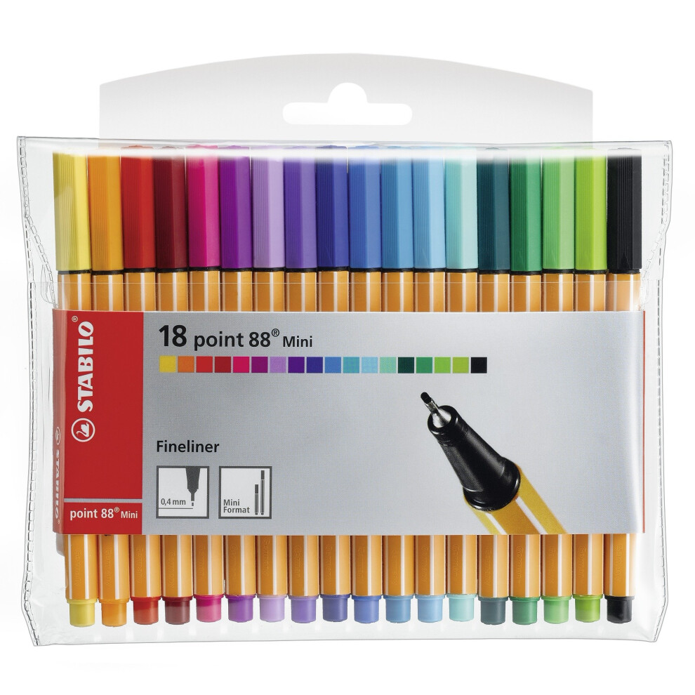 Stabilo Fineliner - Point 88 Mini - Wallet Of 18 - Assorted Colours