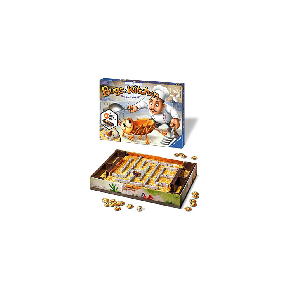 Bugs in the Kitchen Board Game for Kids Age 6 Years and Up - 2 to 4 Players - Catch the Hexbug Nano!