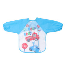 Children's Aprons 3 Pieces Kids Art Smocks, Children Long Sleeve Waterproof Painting Aprons With Car Print, For Age 1-3 Years, Sky-blue Painting Sets
