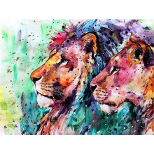 Paint by Numbers Kits for Adults Painting by Numbers Animals DIY Acrylic Colour Kits 16x20 inch Canvas (Lion & Lioness)