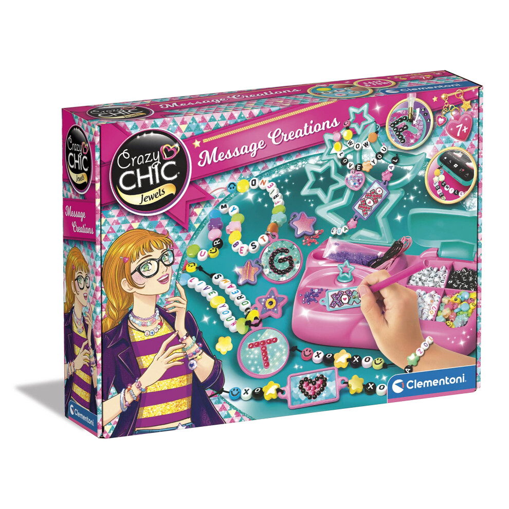 18729 Jewels Crazy Chic Lab: Jewellery Making Kit for Kids with Letters, Friendship Braclets, Beads & Charms (7+ Years), Multi-Coloured, Medium