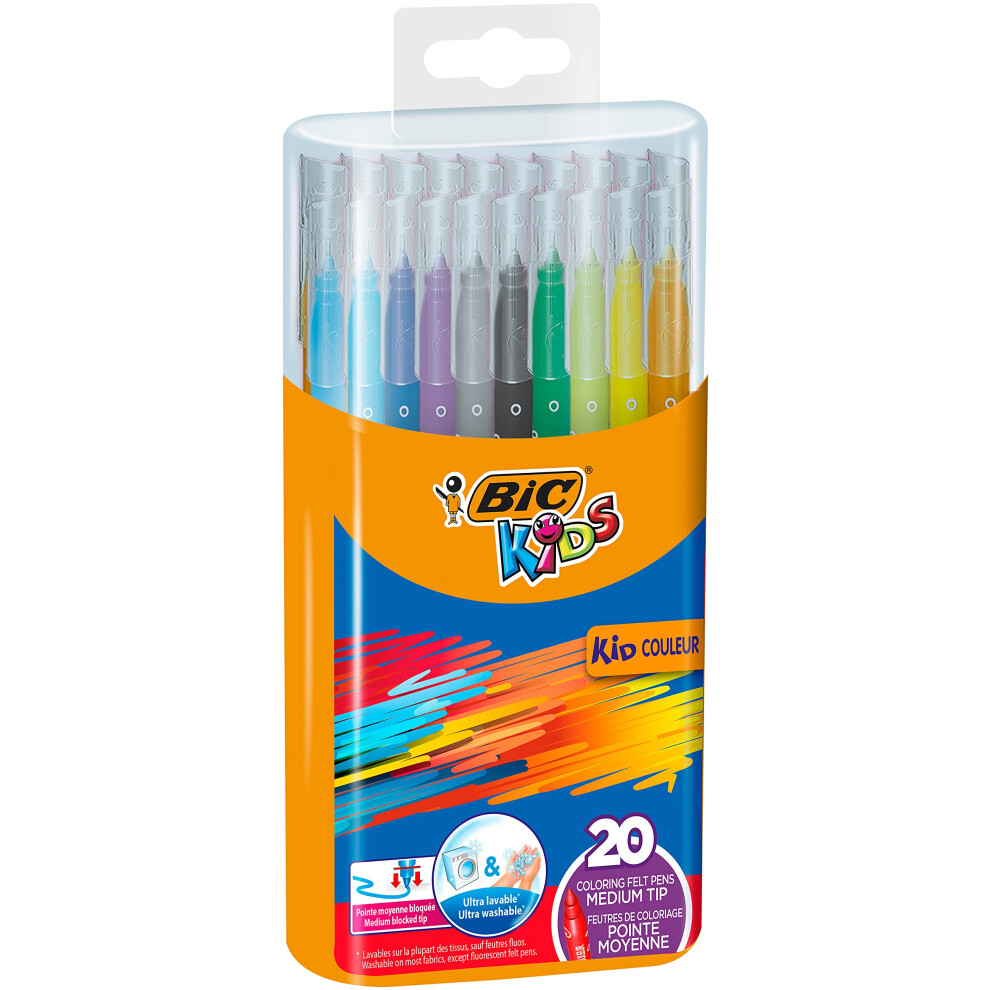 Kids Kid Couleur Colouring Pens - Assorted Colours, Durable Case of 20