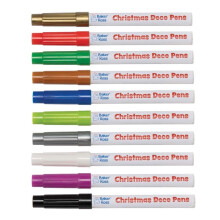 FE832 Christmas Multi Purpose Deco Pens - Pack of 10, Acrylic Markers for Kids Arts and Crafts Projects, Ideal for Wood, Porcelain, Glass, Plastic and