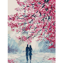 DIY Paint by Numbers for Adults, ABEUTY Pink Tree Lovers Plant 16x20 inches Number Painting Art Therapy (No Frame, Couple)