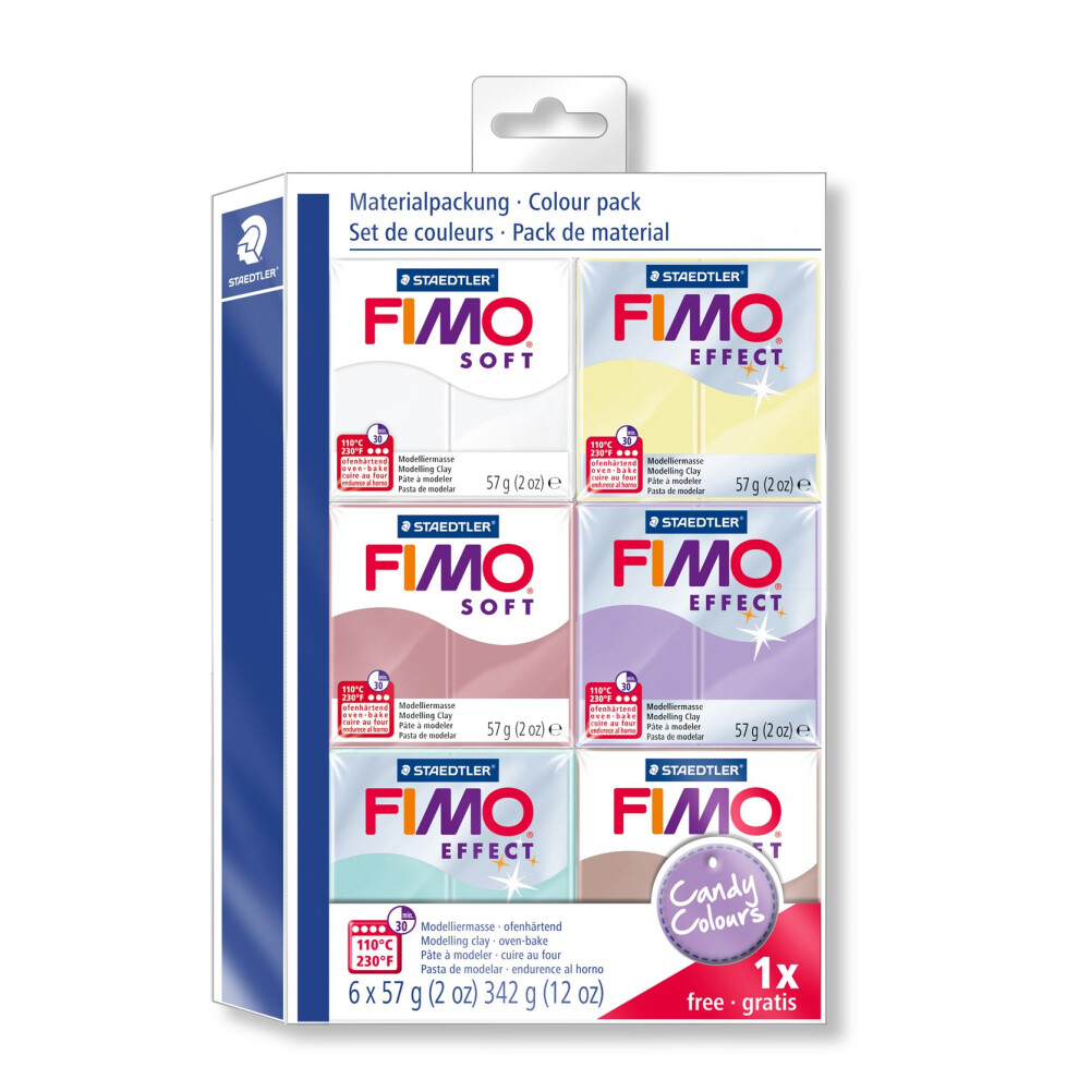 ST Modelliermasse Material Pack Candy Colours, Oven-Hardening, Soft, can be Modelled Immediately, Compatible Effect and FIMO Professional, 8023 25