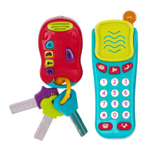 Battat - Giocattoli Sensoriali - Telefono & Portachiavi - Giocattolo Auto Luminoso - 10+ Mesi - Luce & Suono