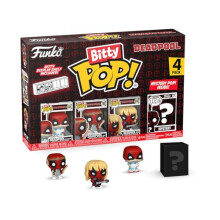 Bitty Pop! Deadpool (Sleepover), Deadpool (Larp), Deadpool (Heavy Metal), and a mystery Bitty Pop! figure- 0.9 Inch (2.2 Cm) Collectable - Stackable