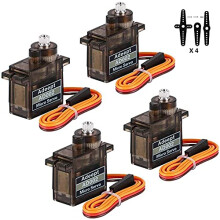 4Pcs Micro Servo Motor Kit AD002 9G Servo Motor Metal Geared for DIY Smart Car Robot/Robotic Arm/STEM Raspberry Pi Arduino Project/Helicopter Plane