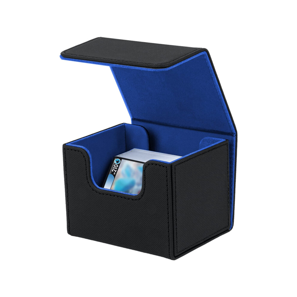 Mcbazel Black/Blue Deck Box For Mtg Cards,Card Deck Box Fits 100+ Single Sleeved Cards, Card Deck Holder For Tcg Cards,Pu Leather Deck Box Storage Case,&