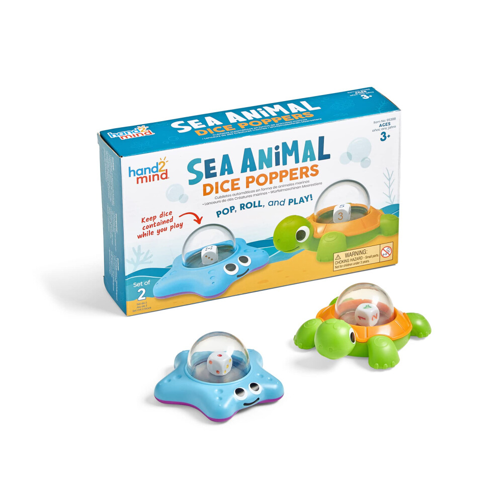 Learning Resources Sea Animals Dice Poppers, Maths Dice Popper, Game Replacement Dice Roller, Dice Games for Kids, Board Game Accessories, Family Game