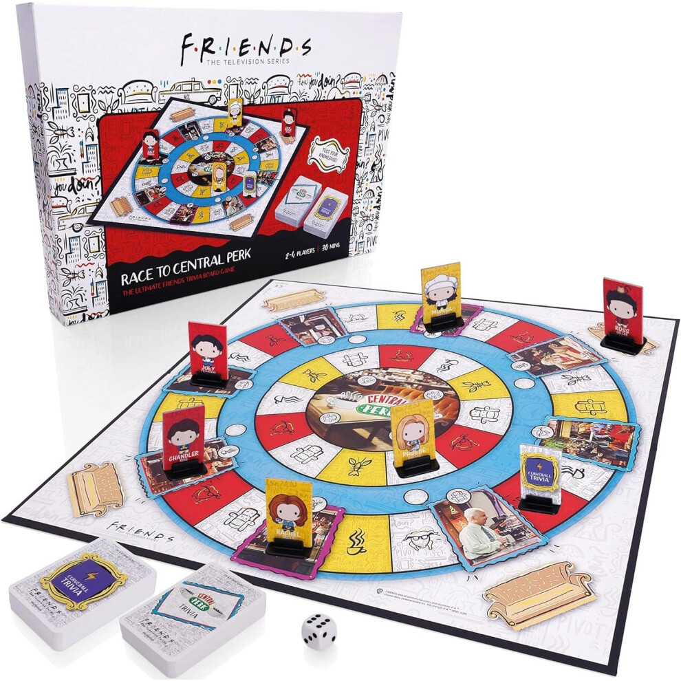 Race To Central Perk, Trivia Card & Board Game, Great Gift For The Series Fans! Family Friendly For 2-4 Players