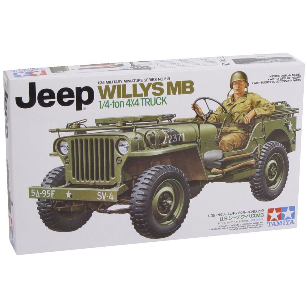 Tamiya Tm35219 1:35 Us Willys Jeep Mb 4X4 Hobby Model Kit, Mittel Green