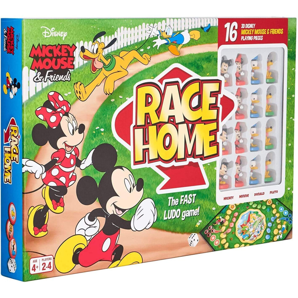 Mickey & Friends Official Race Home Board Game, Including 16 Mickey Mouse & Friends Playing Pieces, Great Gift For Up To 4 Players, Ages 4+