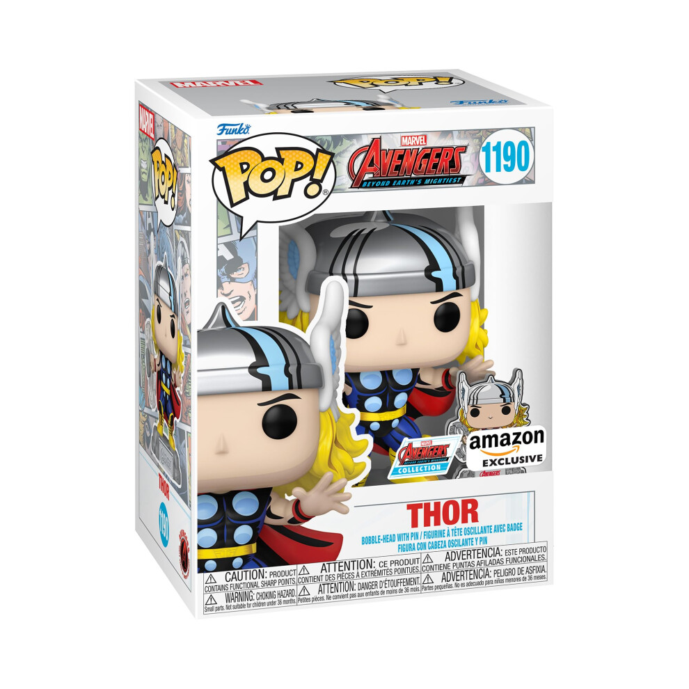 POP! Marvel: A60- Comic Thor With Enamel Pin - Marvel Comics - Amazon Exclusive - Collectable Vinyl Figure - Gift Idea - Official Merchandise - Toys