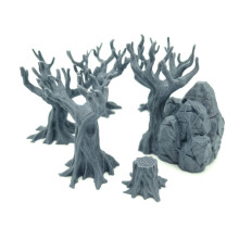 QP3D - Set of 6 Trees - Scatter Terrain, Fantasy Scenery for Tabletop & RPG 28-32mm Miniatures Wargames, Props DnD D&D, 3D Printed and Paintable