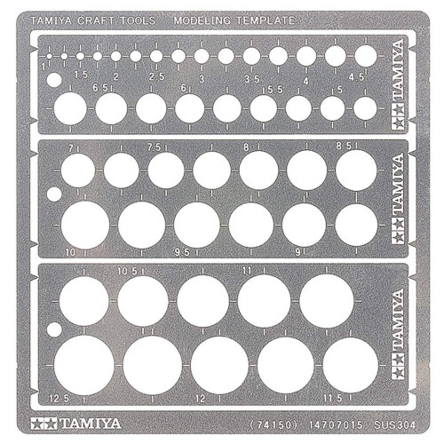 Tamiya 74150 Circle Stencil PE (3) 1-12.5 mm, Craft Tools, Model Making Accessories, 300074150