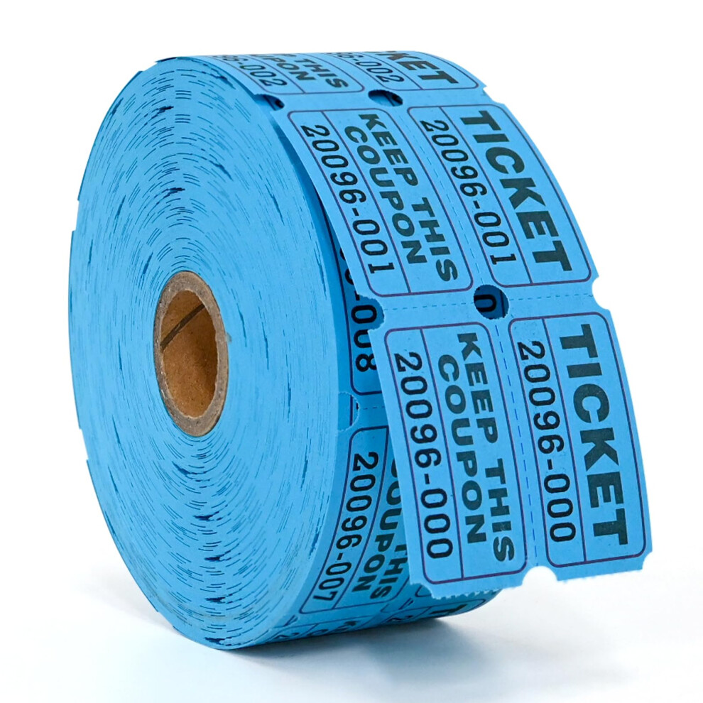 Raffle Tickets Double Rolls 1000 per Roll 50/50 Raffle Tickets for Events, Entry, Class Reward, Prizes (Blue)