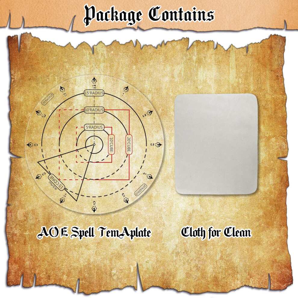 Hexers Spell Effects Damage AOE Template, Compatible with Dungeons and Dragons D&D DND Pathfinder RPG, templates for Line Cone Square or Circle Spells, converts inches to in Game feet in Dubai