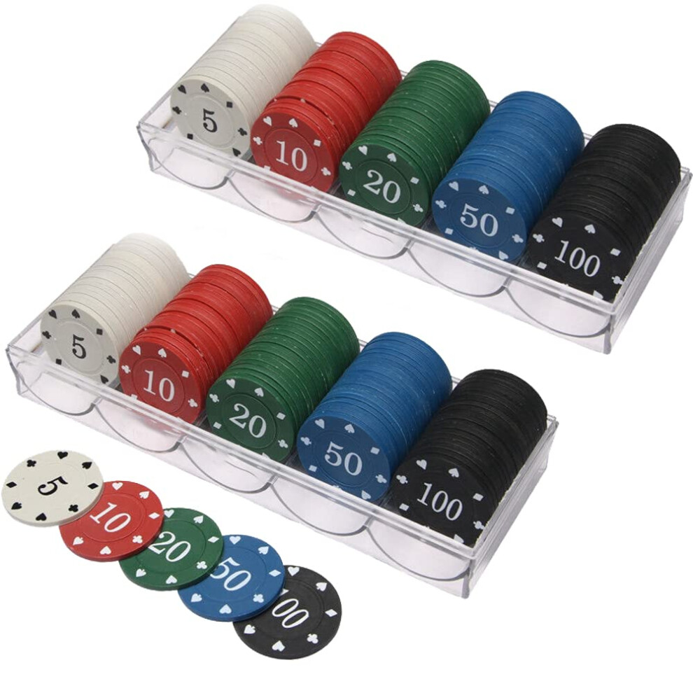 200PCS Poker Chips,Poker Set,Denomination Poker Chips Set,Numbered Poker Chips with 2 Deck Box,Ideal for Casino Parties.