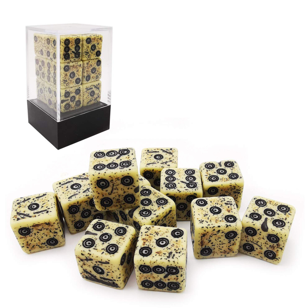 Bescon Old Looking Ancient Bone Dice D6 16Mm 12Pcs Set, 16Mm Six Sided Die (12) Block Of Stone Dice-image