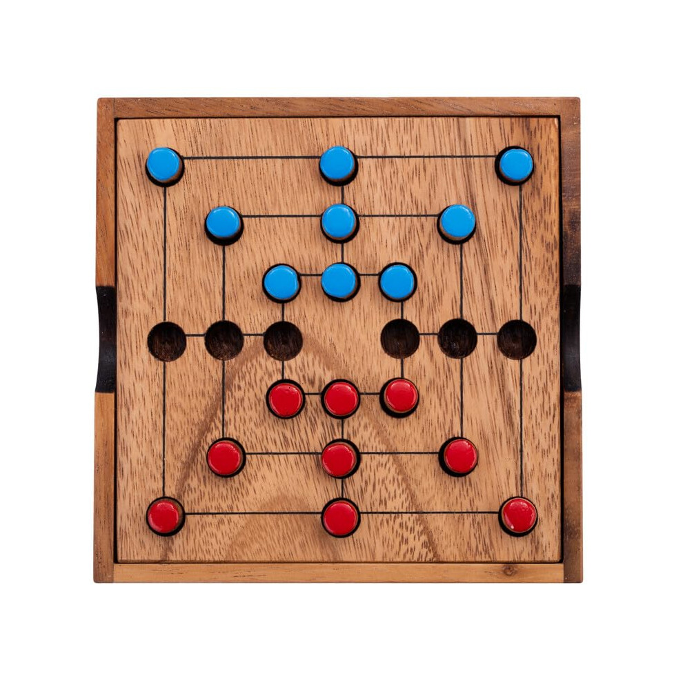 - 350270- Wooden nine men's morris - eco board game - travel game - 13.8 x 13.8 x 3 cm - 2 players-image-OPC-PFDG6BJ-NEW