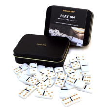 Iron & Glory 'Play On' Dominoes Set | Luxury Board Games For On The Go | Mini Travel Games With Deluxe Tin Case | Dominoes Set For Adults & Kids |