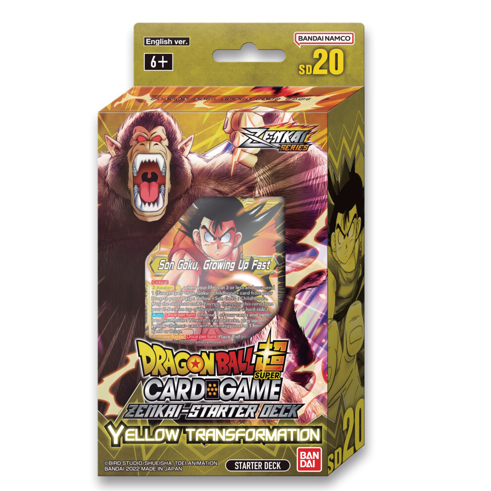 | Dragon Ball Super CG: Zenkai Series Starter Deck (SD20) - Yellow Transformation | Card Game | Ages 6+ | 1 Player