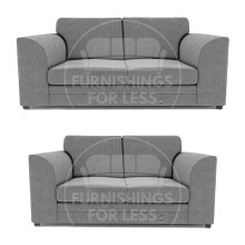 (Grey, 3 + 2 Seater Sofa Suite) Quilted Chenille Fabric Fullback Corner Sofa Range