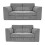 (Grey, 3 + 2 Seater Sofa Suite) Quilted Chenille Fabric Fullback Corner Sofa Range 1