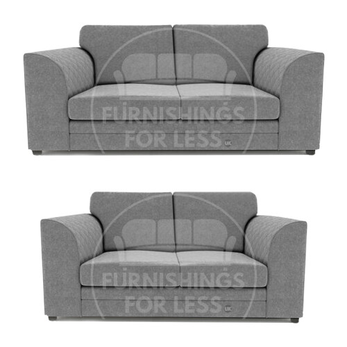 (Grey, 3 + 2 Seater Sofa Suite) Quilted Chenille Fabric Fullback Corner Sofa Range