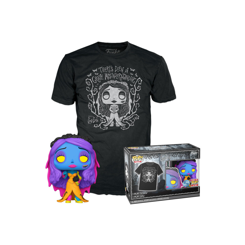 POP! & Tee: Corpse Bride - Emily - Blacklight - Extra Large - (XL) - Warner Bros - T-Shirt - Clothes With Collectable Vinyl Figure - Gift Idea - Toys
