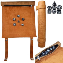 Dungeon 2 in 1 Dice Rolling Mat & Dice Holder Dice Tray + Dice Set D&D Polyhedral DND 7pcs, Portable Foldable Gaming Scroll, Dungeons and Dragons, D&D