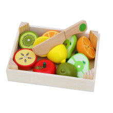 TOWO Wooden Food Cutting Game -Wooden Cutting Food Toys- Wooden Play Food Fruit Toys and Vegetables Toys Cutting - Wooden Toys for 3 Years Old