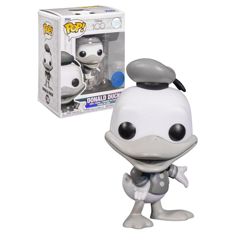 Funko Disney 100 Black And White Donald Duck Pop! Vinyl Collectible Figure - Limited Edition Exclusive White,Black