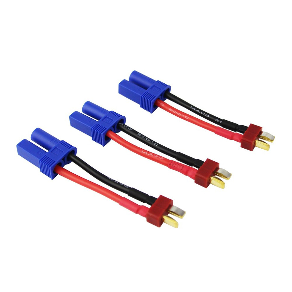 3Pcs Male Deans T-Plug To Female Ec5 Losi Connector Adapter With 14Awg 1.96Inch Wire For Brushless Lipo Battery(Pack Of 3) 736900639803