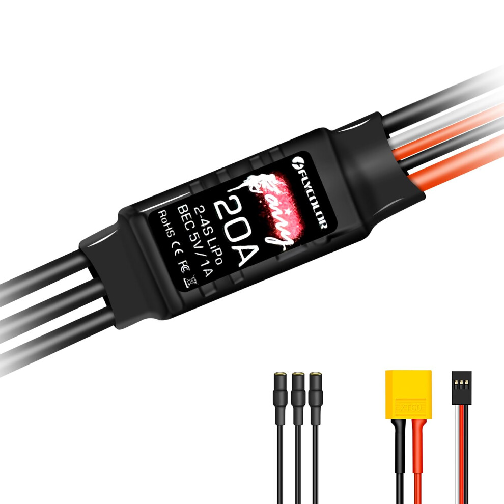 Photos - Parts for Drones & RC models Brushless ESC, 20A Brushless Motor Electric Speed Controller BEC 5V 1A with XT60 & 3.5mm Plugs, Super Light-weight & Small (