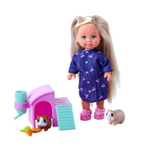 105733636 Evi Love Guinea Pigs, Toy Doll with Two Guinea Pigs and House, Drinking Bottle and Carrots, 12 cm, from 3 Years, Multicoloured