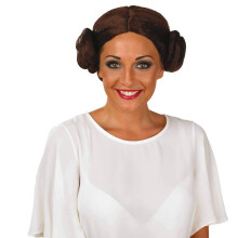 Princess Space Buns Wig, Cosmic Wig with Space Buns Costume, Brunette Star Princess Bun Costume for Adult