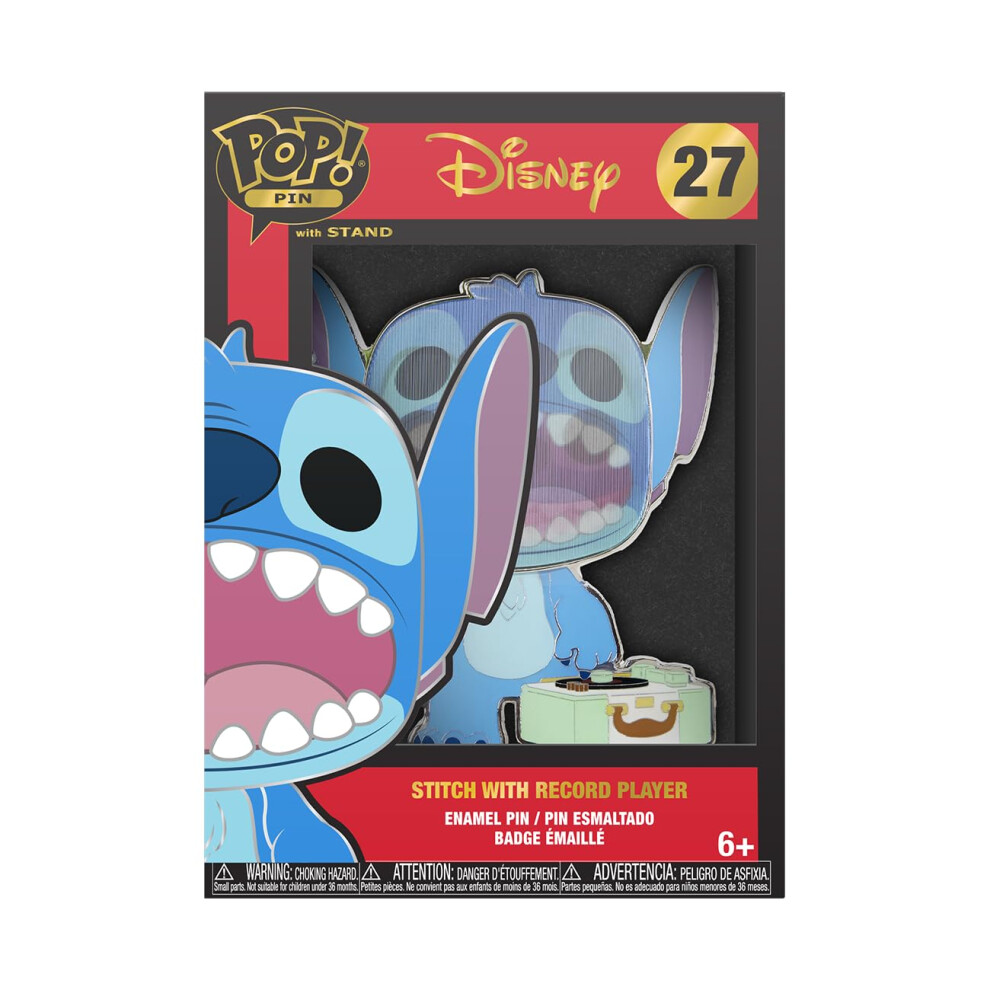 Large Pop! Enamel Pin - Disney: Lilo and Stitch - Stitch With Record Player - Disney: Lilo & Stitch Enamel Pins - Cute Collectable Novelty Brooch -