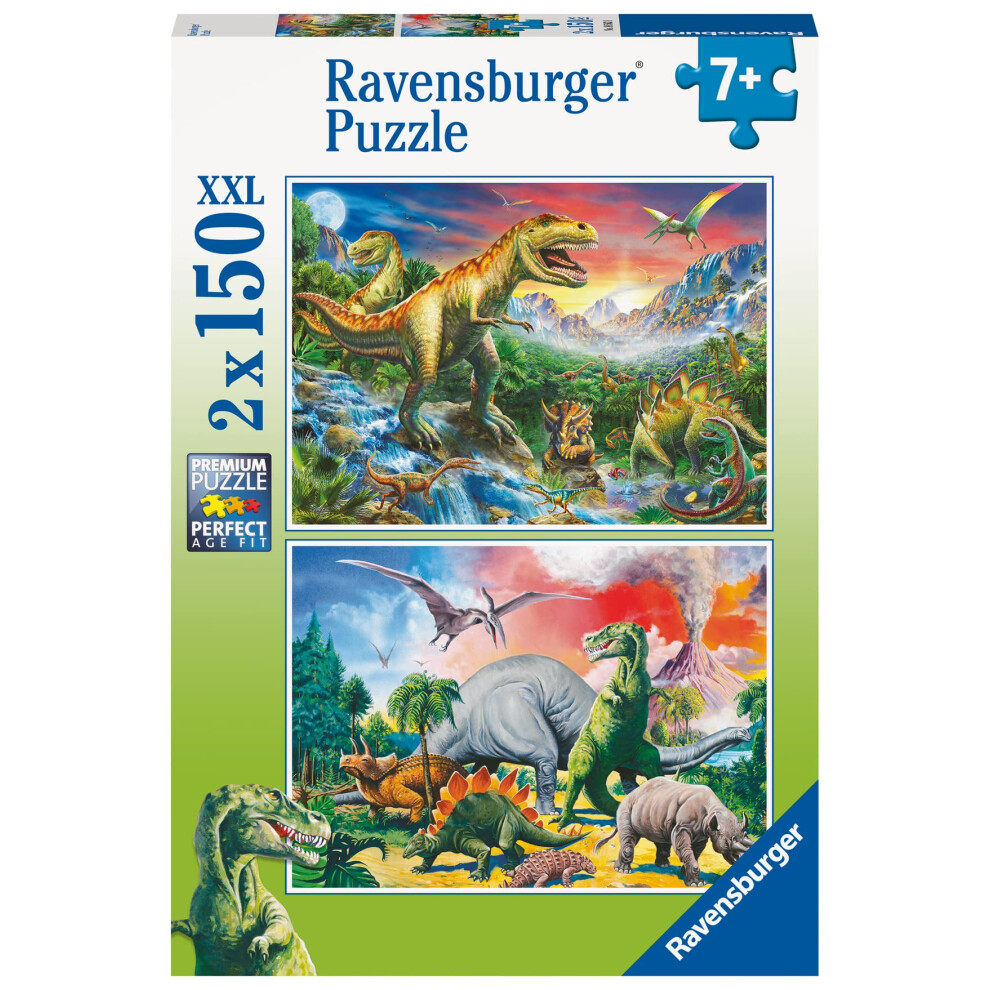 Dinosaurs Jigsaw Puzzles For Kids Age 7 Years - 2X 150 Pieces XXL [Amazon Exclusive]